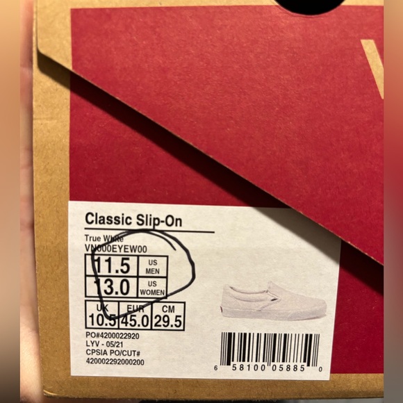 VANS Men's Classic White Slip-On Sneakers Size 11.5 Women’s Size 13 - Picture 8 of 8